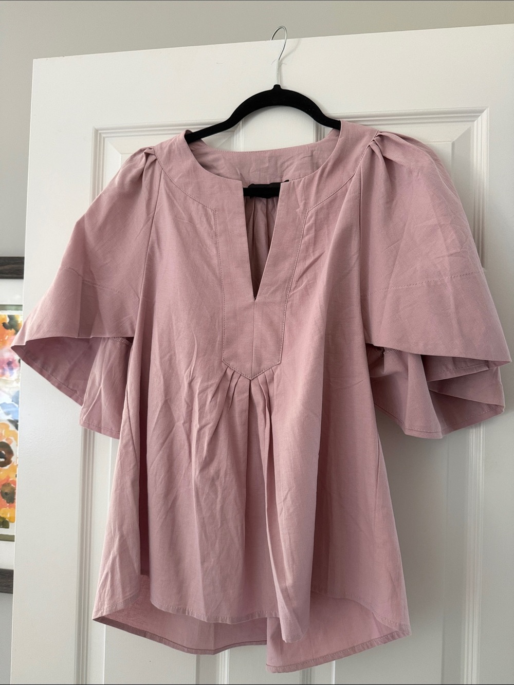 Pomander Place Blush Pink Flutter Sleeve Tunic